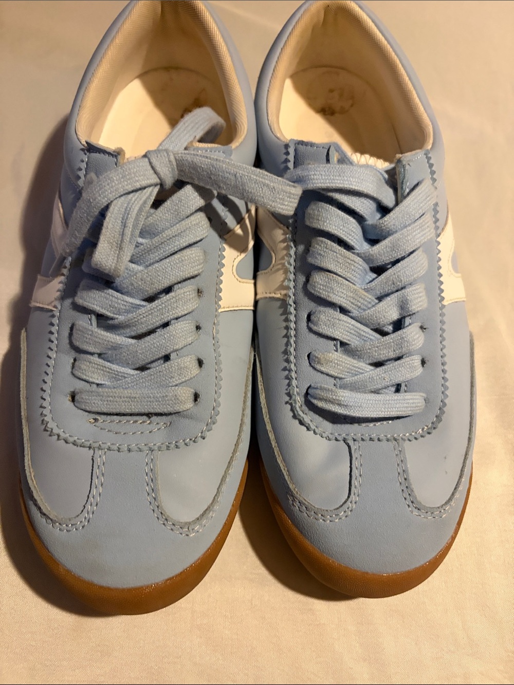Madden Girl Powder Blue and White Retro Low-Top Sneakers